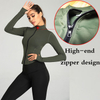 Women Full Zip-up Yoga Top Workout Running Jackets with Thumb Holes Stretchy Fitted Long Sleeve Crop Tops Activewear