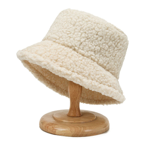 Lamb Faux Fur Bucket Hat Winter Warm Velvet Hats for Women Lady Thicken Bob Panama Outdoor Fisherman Hats Caps Girls