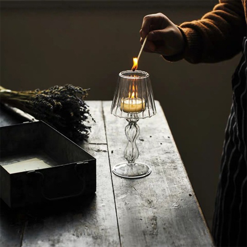 Creative Retro Silver-plated Candlestick Wedding Party Festival Table Centerpiece Decor Table Lamp Shape Glass Candle Holders