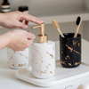 Luxury Marble Bathroom Accessory Set Toiletry Set Ceramic Soap Dish Toothbrush Holder Mouth Cup Liquid Soap Dispenser Tray