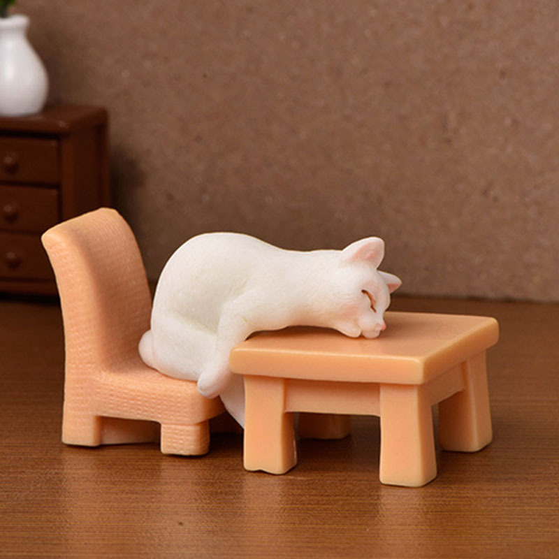 Cute Cat Stool Ornament For Kids Children Baby Garden Kitten Ornament Gift Room Decoration Toy Miniature Figurines Home Decor