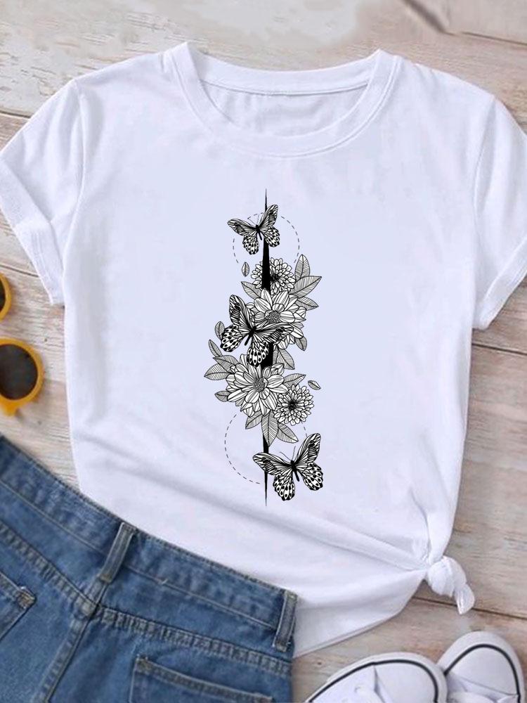  Graphic T Shirt Clothing Coffee Leopard 90s Summer Short Sleeve Women Print Casual Fashion Clothes Tee T-shirt Female Top