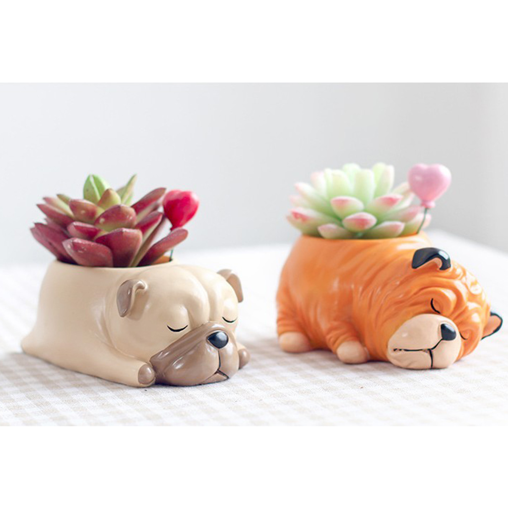 Resin Cartoon Dog Succulent Cactus Planter Pot, Decorative Garden Flower Holder