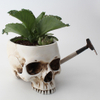 Resin Skeleton Desktop Flower Pot Planter Sculptures Home Garden Office Decor Container Skull Design Model Craft Decoration