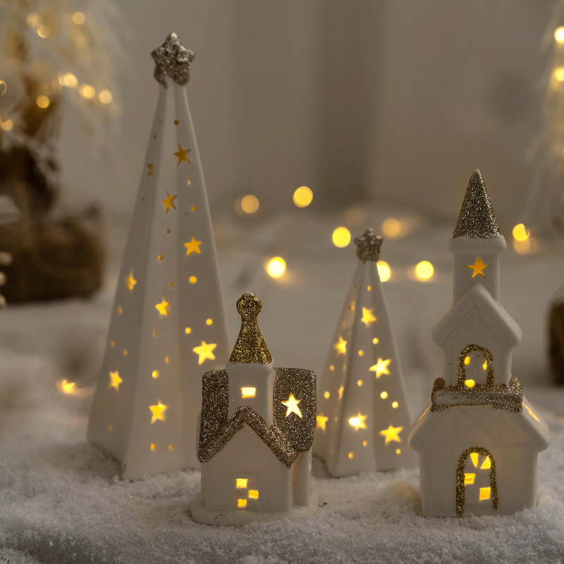 Christmas Decorations Household Luminous Ceramic Table Decorative Ornament Christmas Gift Christmas Gifts for Children
