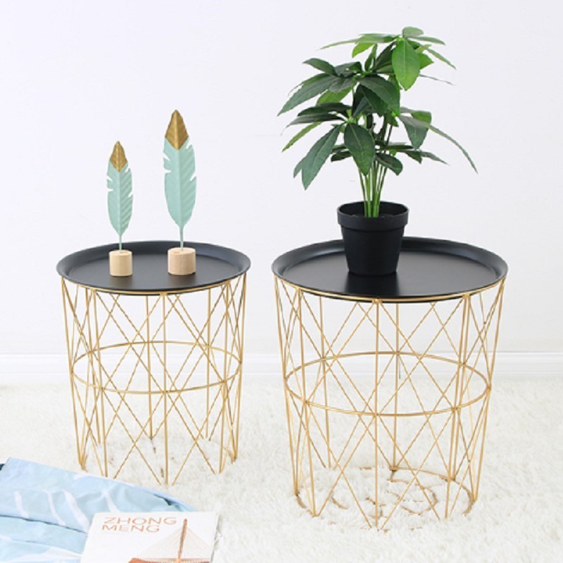 Minimalist Furniture Computer TV Tray Metal Coffee Table Living Room Sofa Side Table Storage Basket Console Table