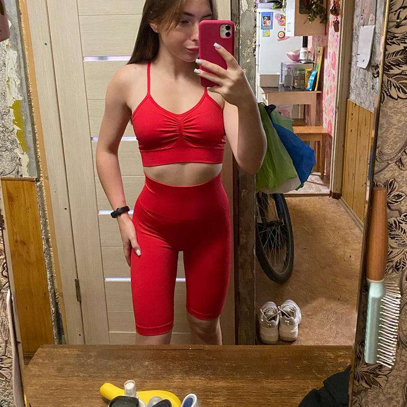  Women Sport Suit Gym Set Sexy Bra Seamless Shorts Workout Running Clothing Gym Wear Athletic Yoga Set
