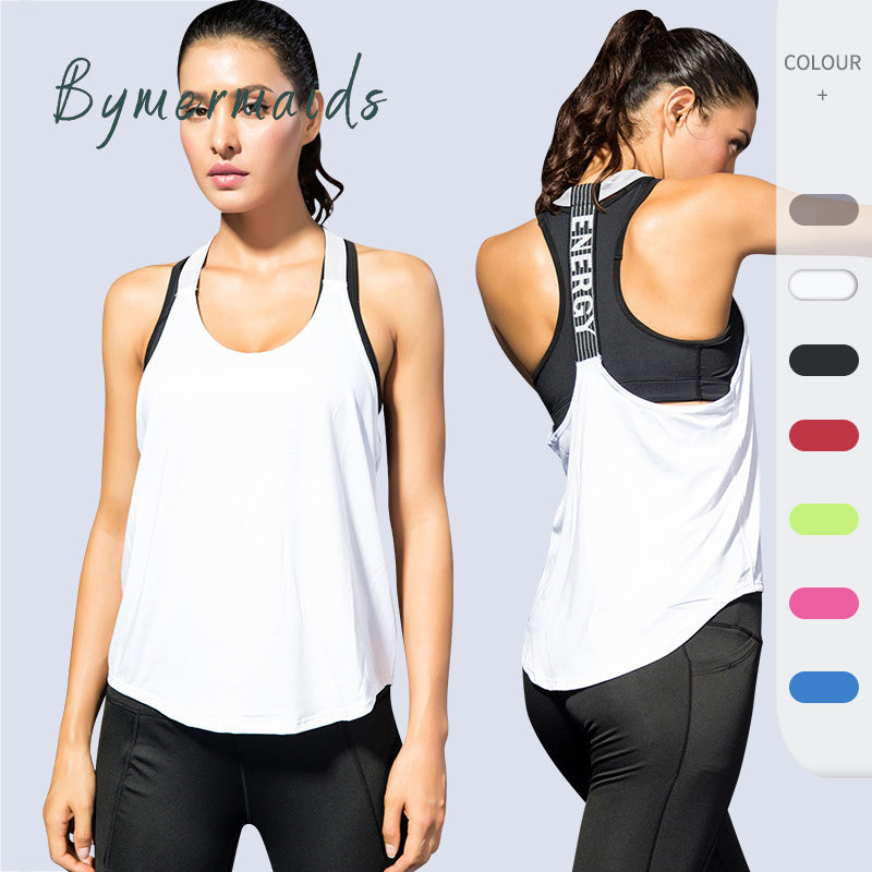 Bymermaids 2022 Gym Tops Women&#39;s Sports Top Letter Backless Shirts Sleeveless Yoga Tops Fitness Running Quick Dry Tank Crop Top
