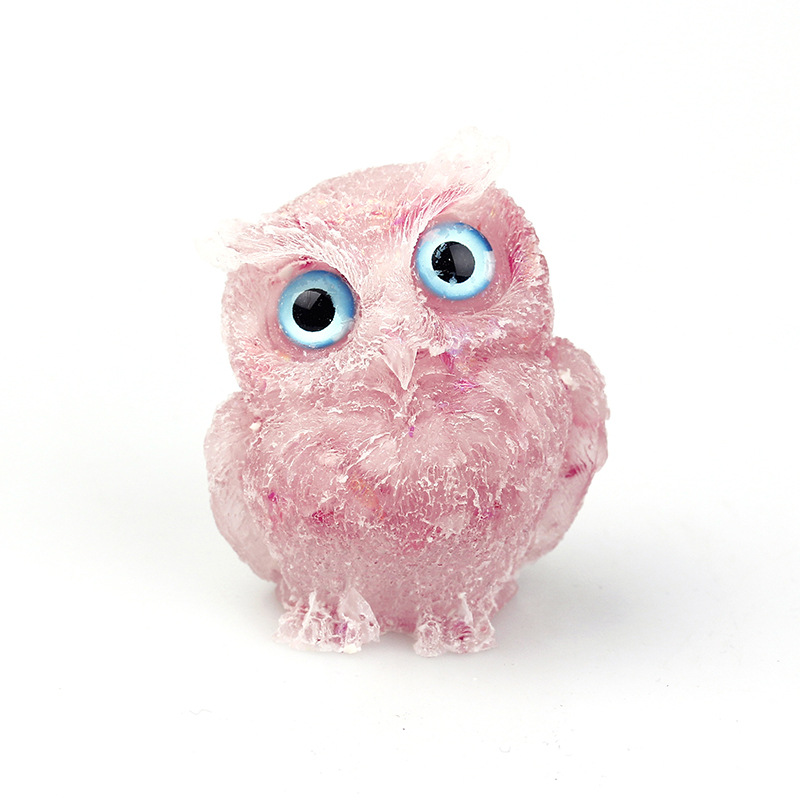 1PCS Natural Crystal Stone Gravel Owl Animal Crafts Hand Made Small Figurines DIY Resin Table Decor Home Decor Collect Gifts