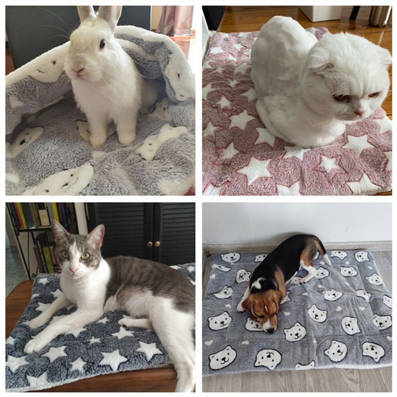 Dog Bed Thickened Dog Mat Pet Cat Soft Fleece Pad Blanket Bed Mat Cushion Home Washable Rug Keep Warm Pet Supplies Cama Perro