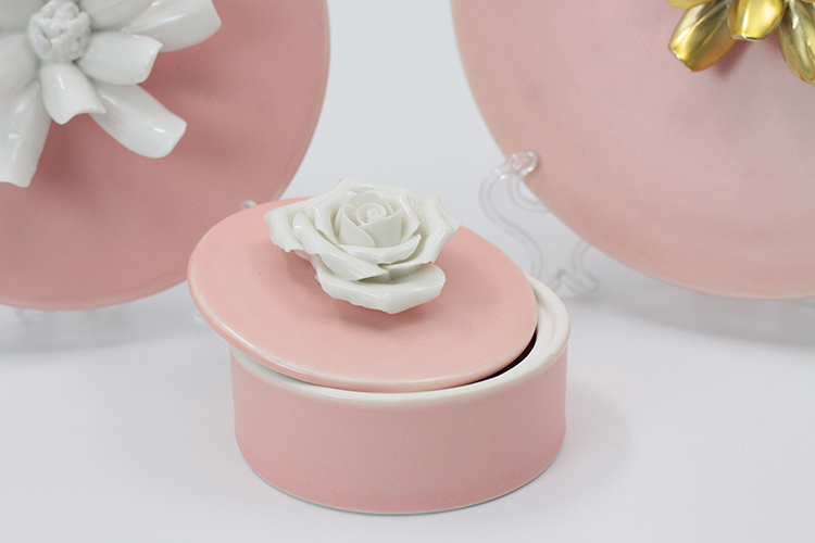 Hand-painted Ceramic Handmade Flowers Customized Jewelry Box Travel