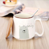 Hot ceramic mug concavity creative cat mug fish with spoon