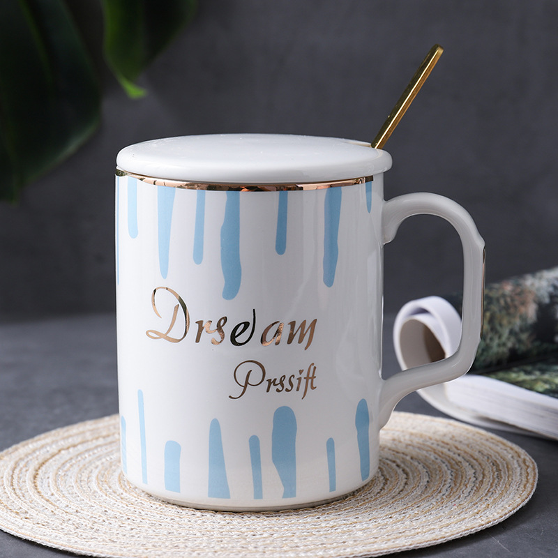 Exquisite Practical Ceramic Mug New Coffee Cups With Lid Spoon
