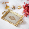 Gold Handmade pineapple Resin Decoration cosmetic display Mirror Serving Tray
