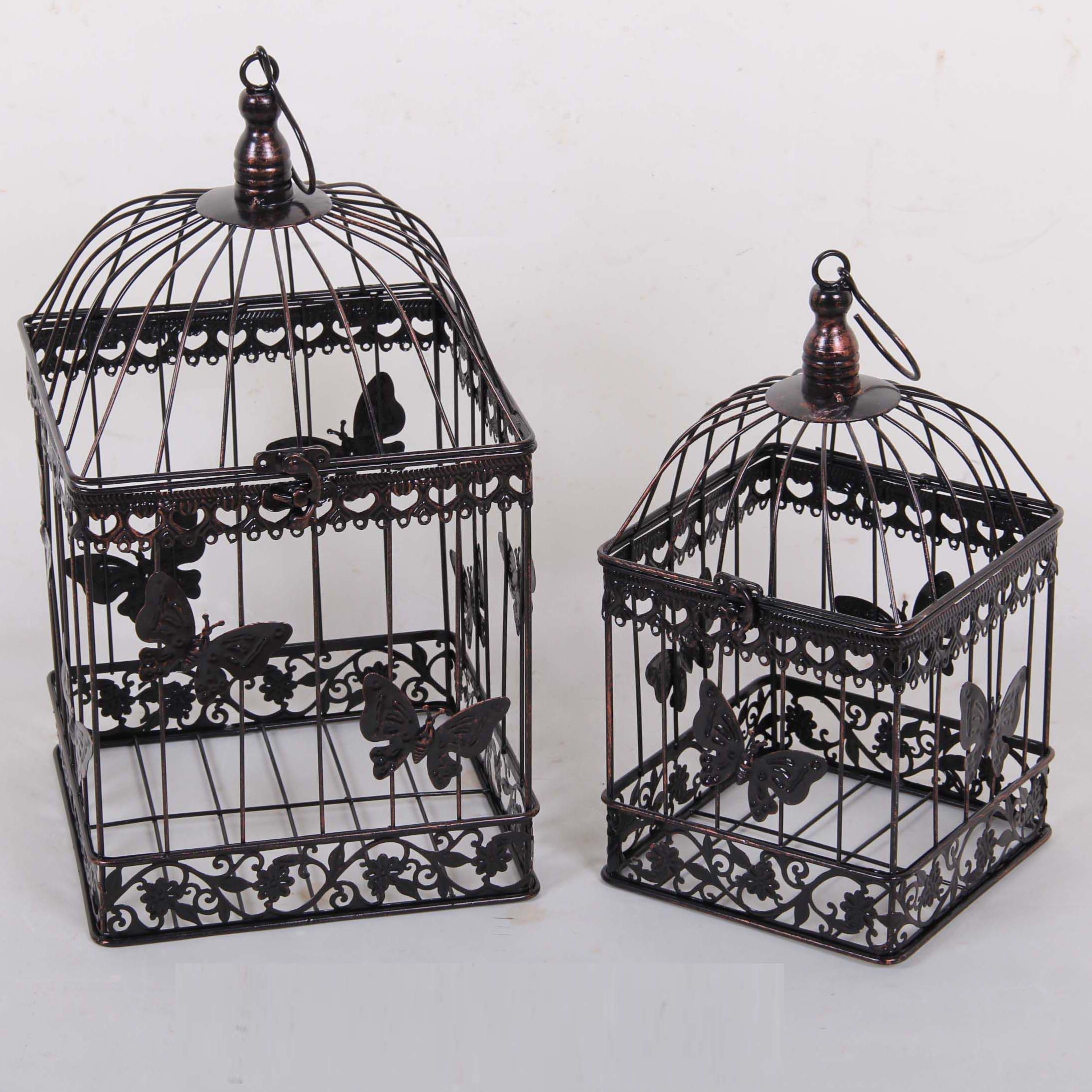 indoor antique white metal bird cage