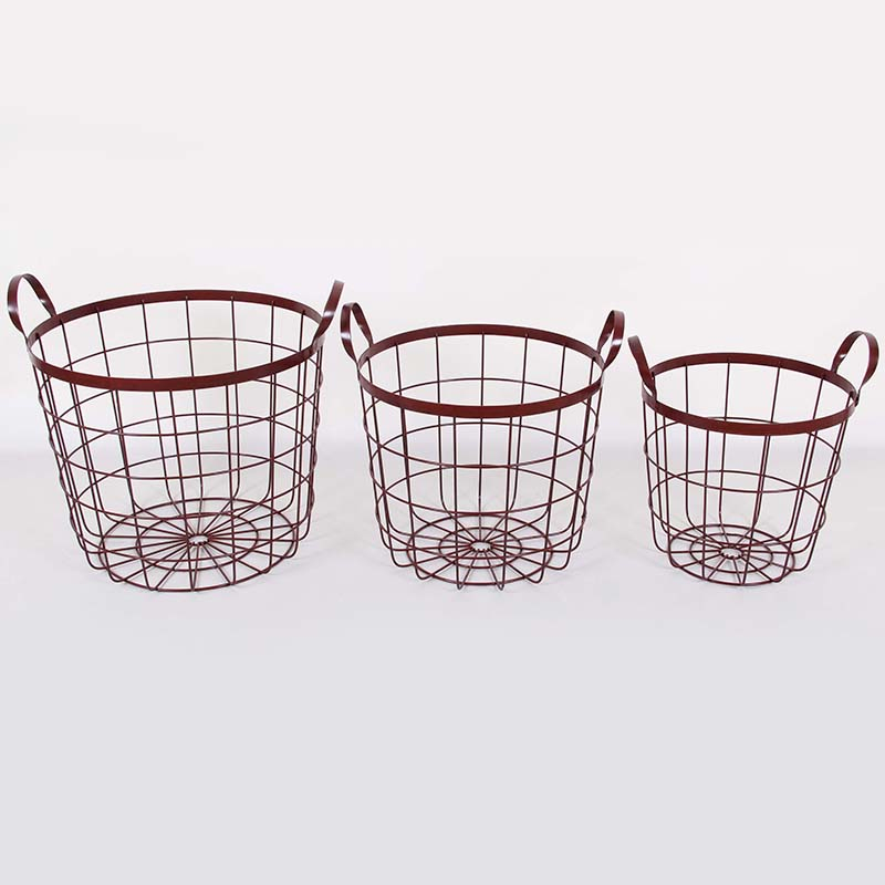 Houseware Decorative Round Large Wire Metal Laundry Storage Basket