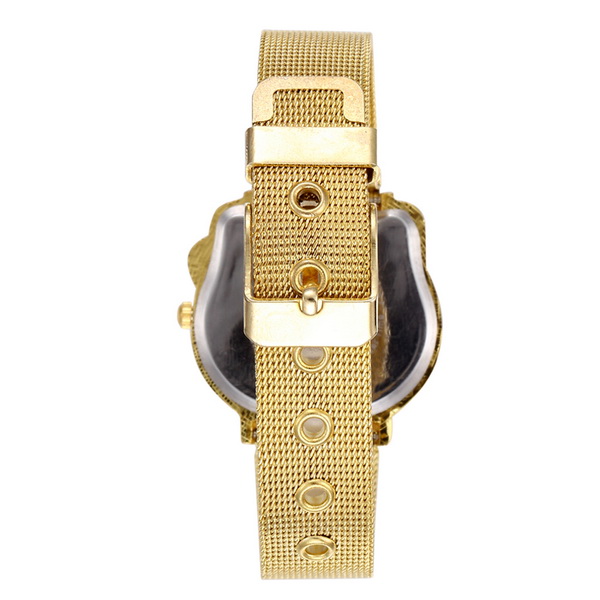 Cat Quartz Hello Kitty Watch Women Luxury Fashion Lady Girl Silver Stainless Steel Net Band Cute Wristwatch