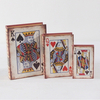 Vintage Decorative Canvas Printing Wooden Book Box of S/3