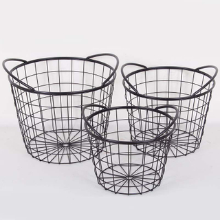 Houseware Decorative Round Large Wire Metal Laundry Storage Basket