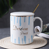 Nordic Ceramic Coffee Mug Painted Gold Couple Mug Custom