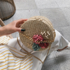 Round Straw Bag Women Summer Fashion Retro Flower Weave Bag