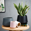 European Ceramic White Home Decor with Metal Stand Marble Glazed Flower Pot Large Plant Pots Wholesale