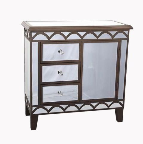 High Quality Venetian Silver Diamond Glitz Mirrored Crystal Bedroom Chest Furniture 