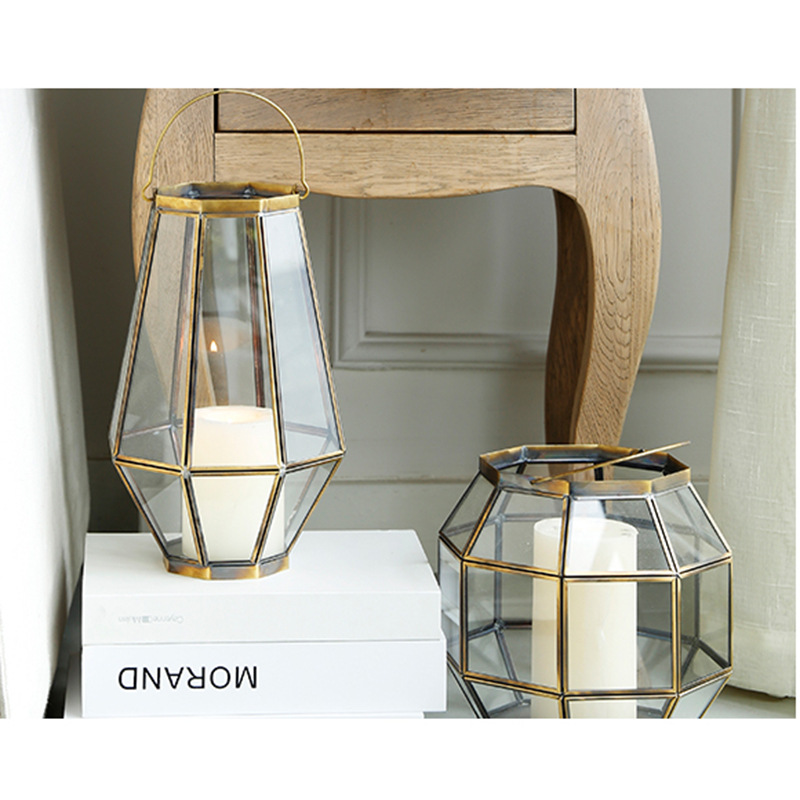 Home Hotel Decorations Candle Lantern Antique Candle Lantern Glass And Iron Candle Lantern 