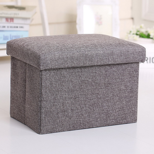 Modern Fabric Square Storage Ottoman Foot Rest Stool Beige Or Customize