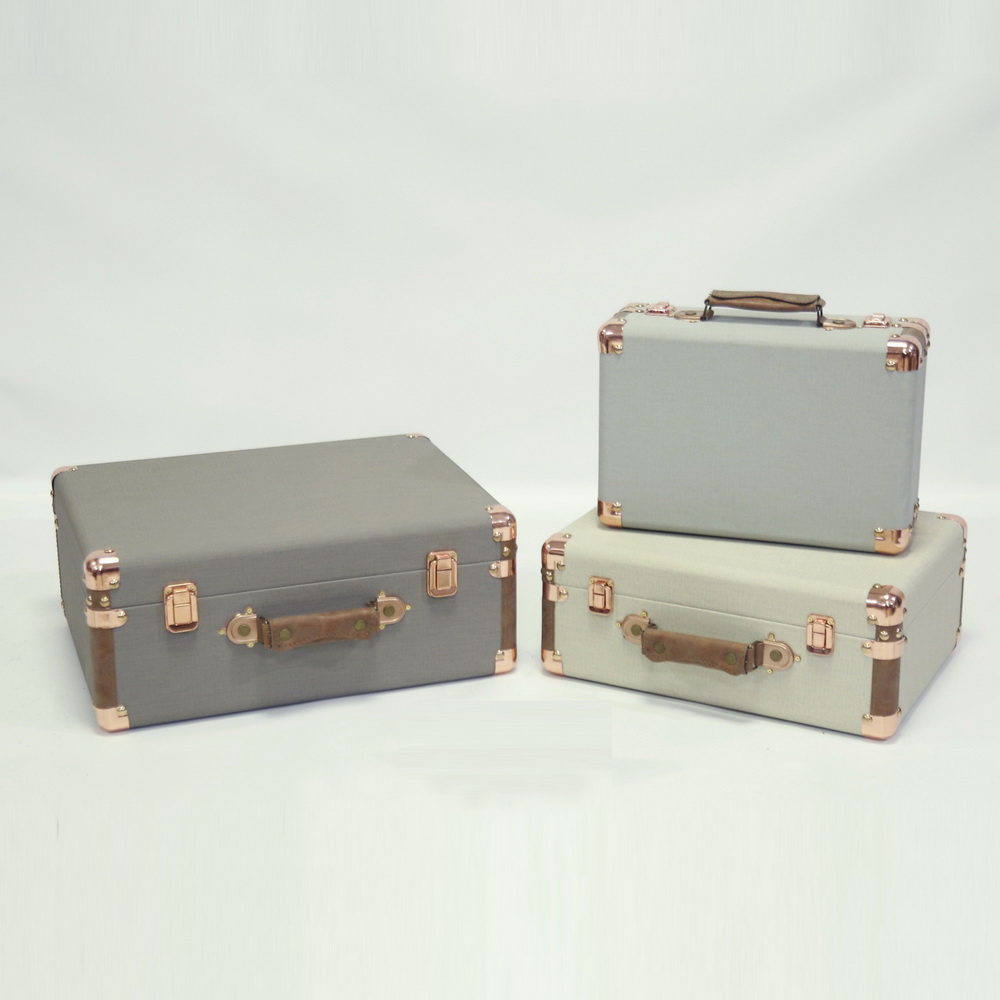 Custom Size Faux Leather Travel Mini Suitcase with Wooden Box for Wholesale