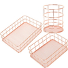 Copper Storage Basket Cosmetic Organizer Rose Gold Makeup Holder Metal Wire Basket