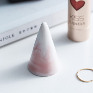 Concrete Covered with Bronze Paint Pyramid Jewelry Ring Display Holder