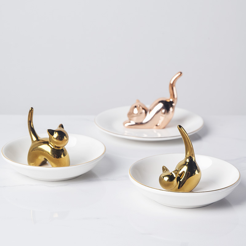 Ceramic Jewelry Tray Earring Holder Dish Tabletop Decor Trinket Tray