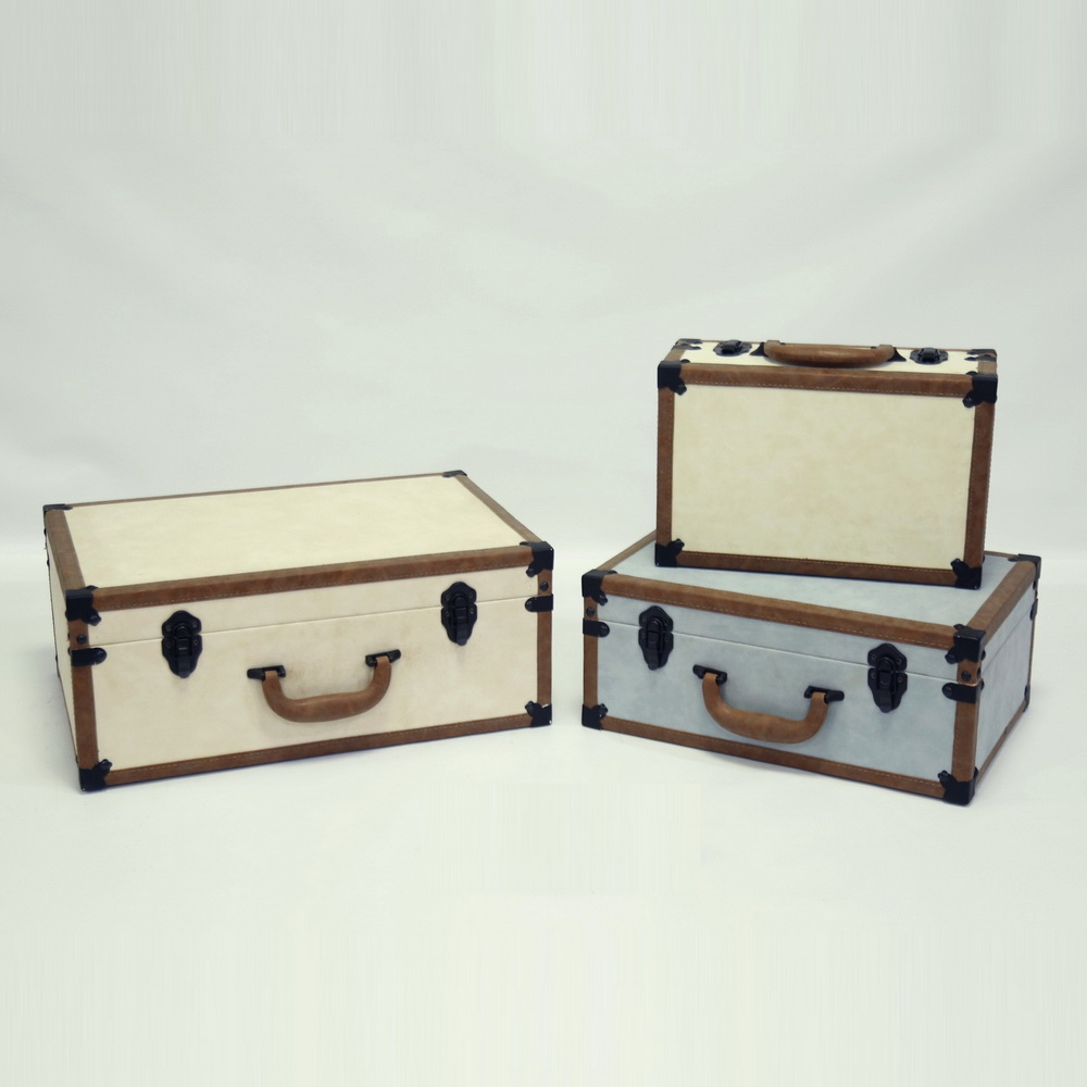 Wholesale Retro Decorative Wooden Storage Box Vintage Suitcase 