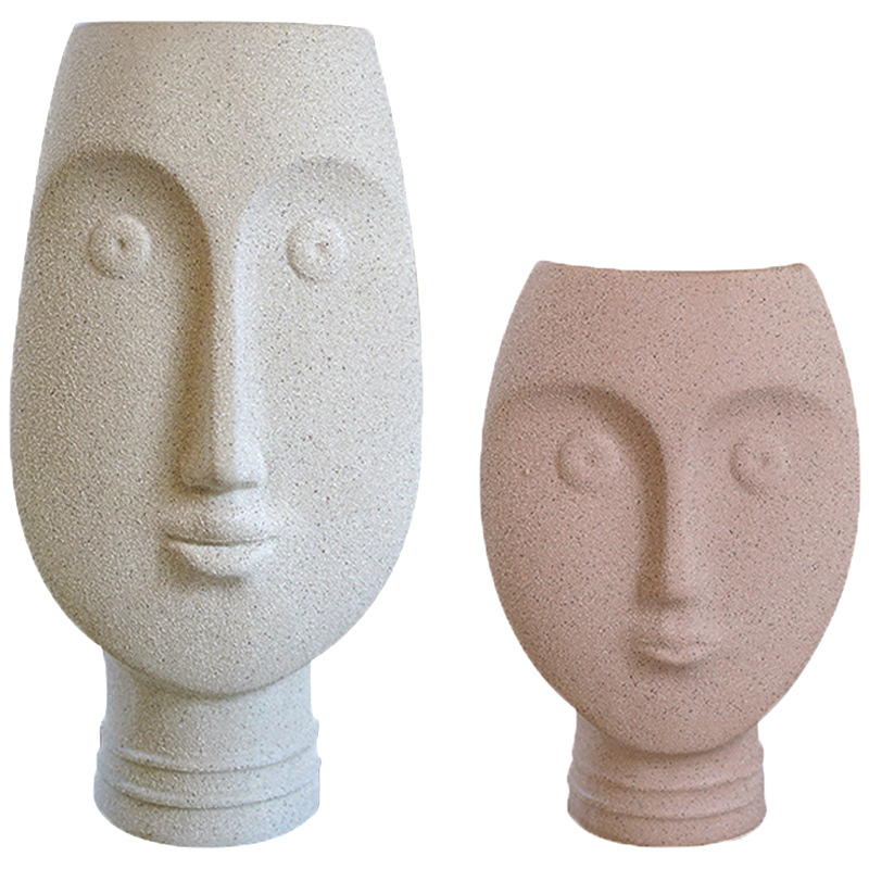Sculpture Design Tall Egypt Cleopatra Face Porcelain Vase 