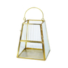Official Large Eye Catching Metal Frame Cube Geometric Glass Hurricane Lamp Candle Holder Lantern 