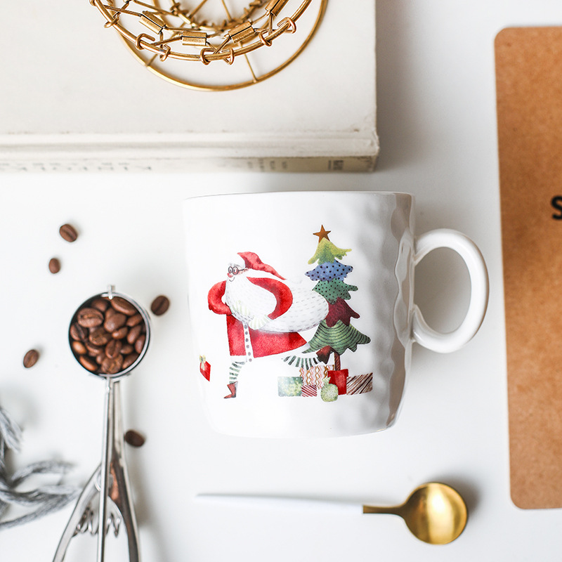 Creative Ceramic Mug with Large Capacity Water Pattern Christmas Mug