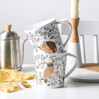 Cartoon Matt Ceramic Mug Breakfast Mug Milk Mug Japanese And Korean Style Animal Rattan Mug