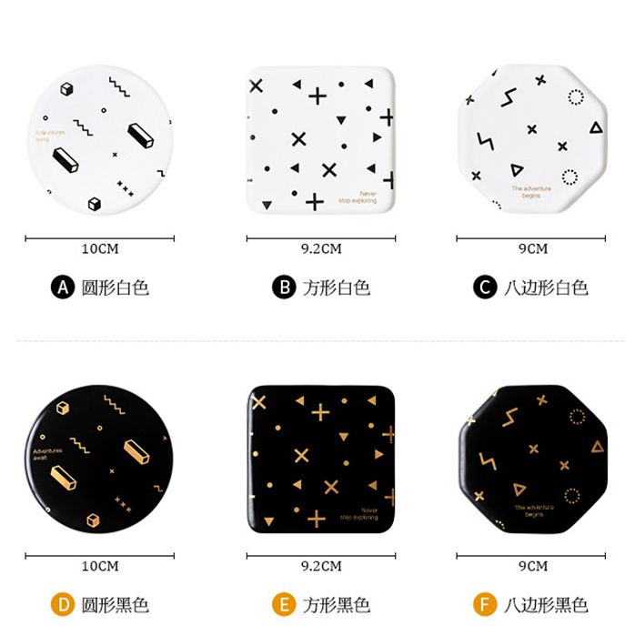  Novelty Personalised Black Gold Round Square Blank Sublimation Marble Ceramic Coaster 