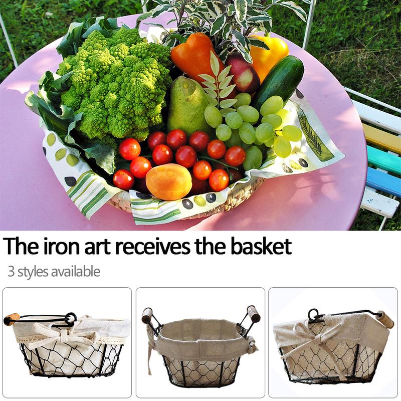Iron Art Wire Sundries Storage The Table Is Decorated with Bread And Cutlery Snacks Storage Basket