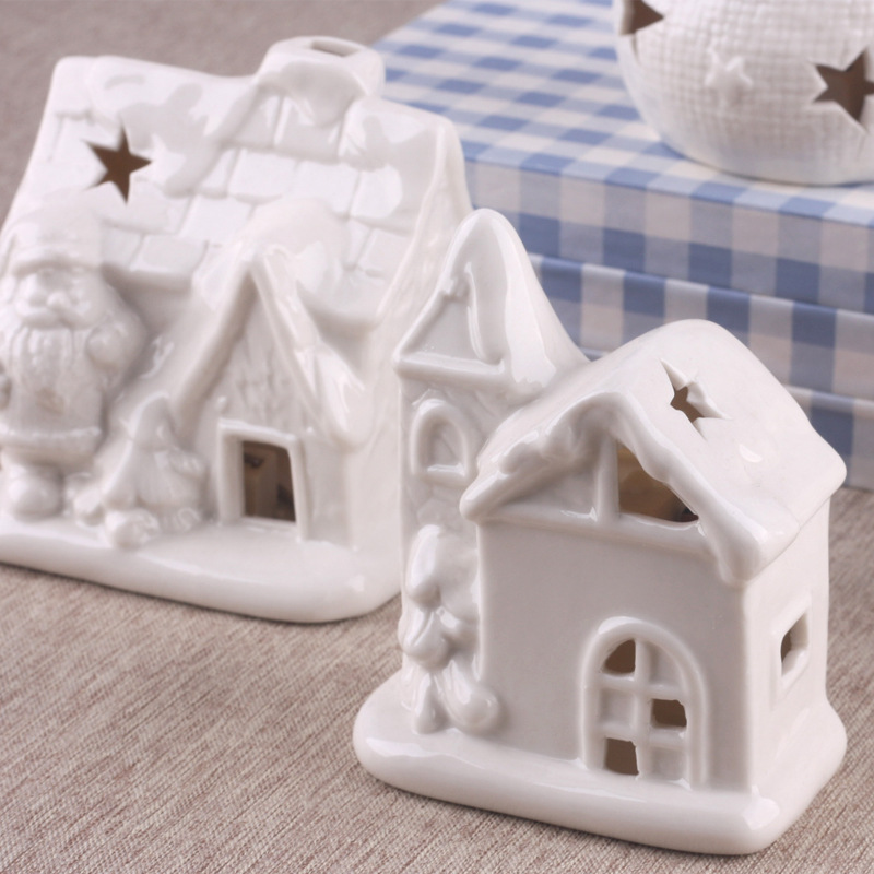LED Ceramic Christmas Village Houses for Christmas Indoor Decor 