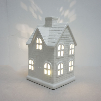 White Porcelain Christmas House with Led Light - Buy ceramic santa