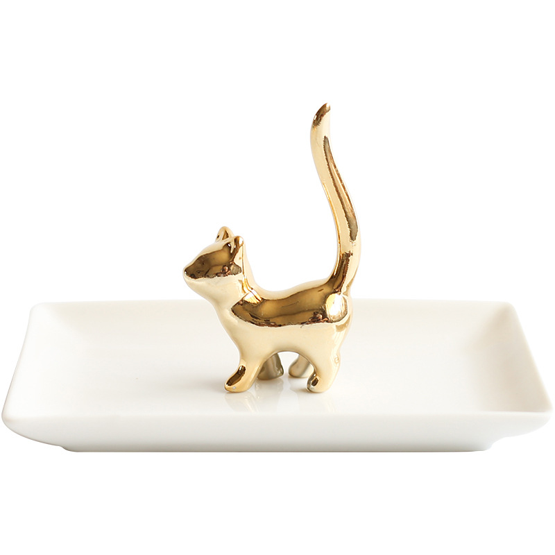  Factory Supply Wedding Ceramic Decal Square Ring Dish Decorative Trinket Tray on Sale