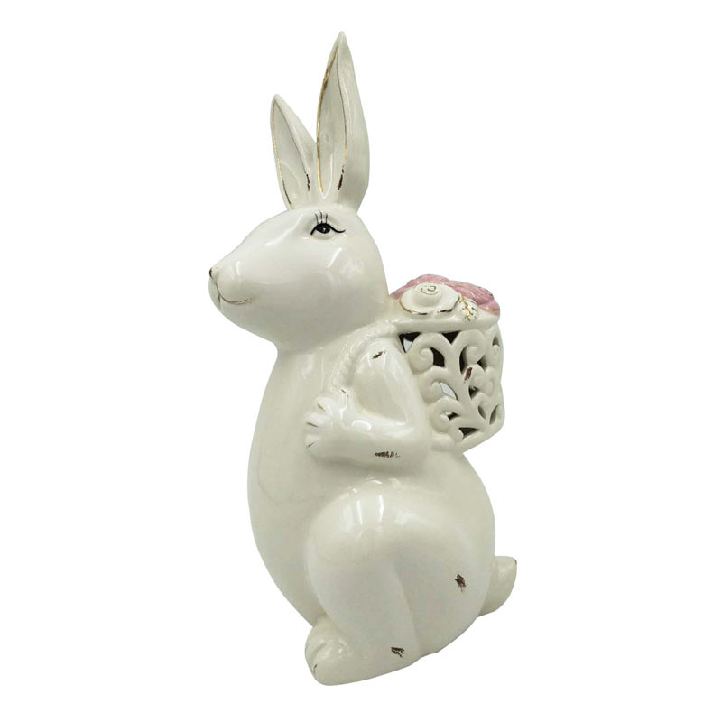 White Ceramic Easter Bunny Rabbit Head for Decor 