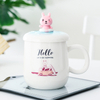 Creative Color Animal Cat Heat-resistant Mug Cartoon with Bamboo Lid Cup Kitten Coffee Ceramic 3d Mugs