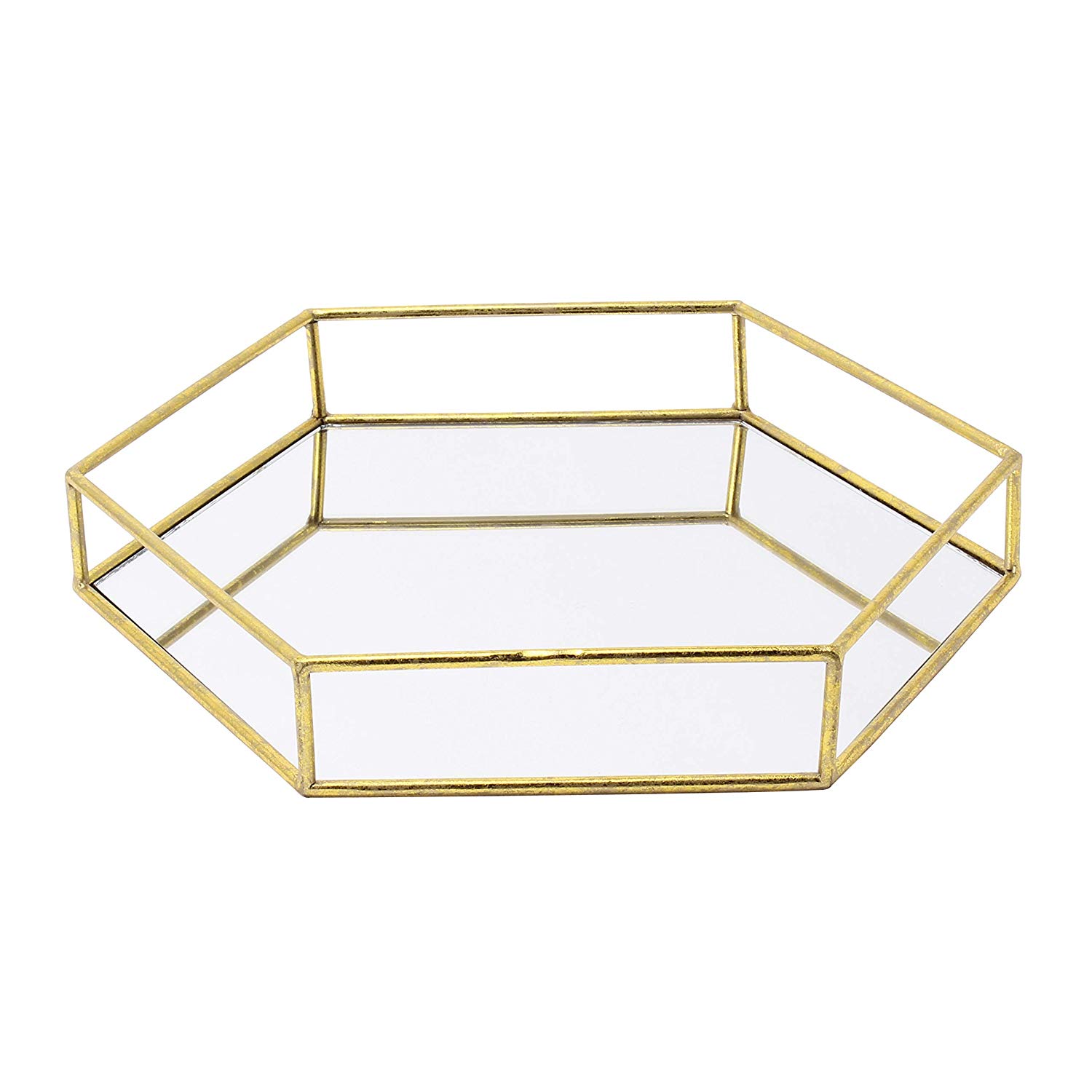 Factory Custom Wholesale Rose Golden Round Mirror Food Display Serving Tray