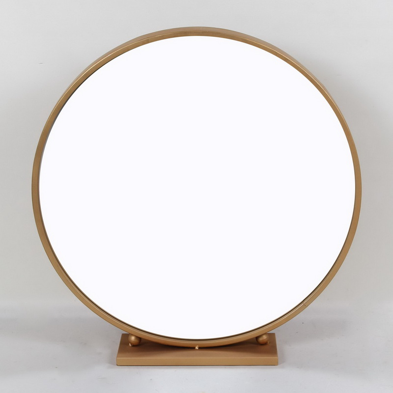 Portal Industrial Metal Gold Wire Frame Round Wall Mirror 