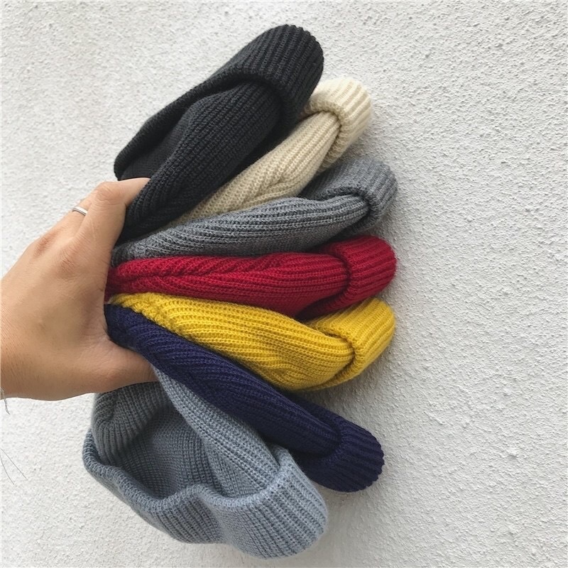 New Winter Hat Men Solid Color Knitting Wool Beanies Autumn Winter Warm Comfortable Hat 