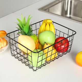 Iron Storage Basket Art Wrought Storage Basket Desktop Bathroom Organizer Holder 