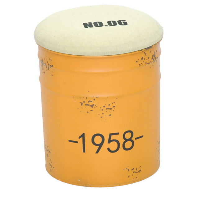 Round Tin Bucket Storage Ottoman Stool Chair 